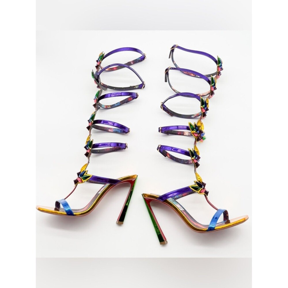 Christian Louboutin Marvel Sea Warrior Gladiator Knee High Sandal Metallic 40.5 - Picture 3 of 14